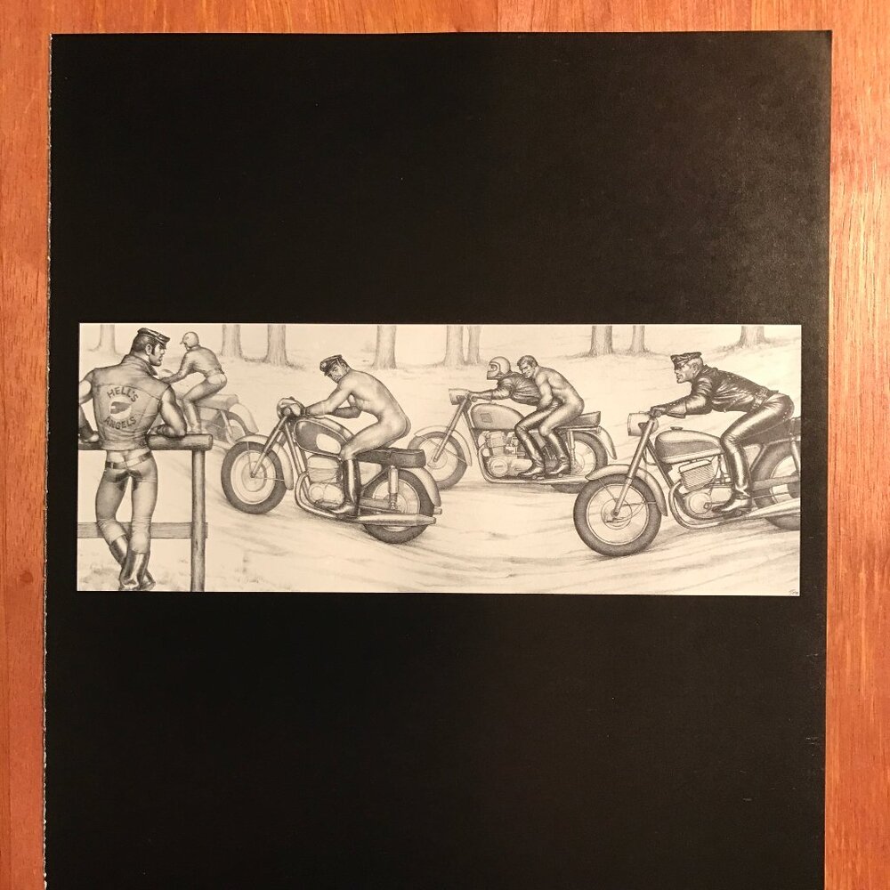 Art PagePrint TOM of FINLAND Book Retrospective#3 1997 Motorcycle Race Fist TF78